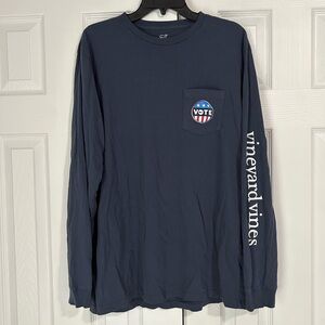 Vineyard Vines Patriotic Navy Long Sleeve Tee